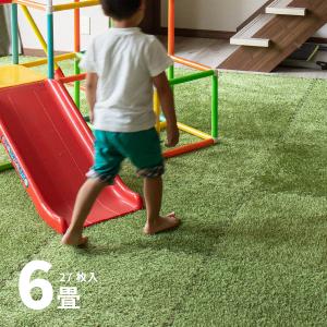 ジョイントマット 芝生 60×60cm 27枚入り 6畳 6帖 サイドパーツ付 人工芝 室内用 屋内用 大判 子供部屋 緑 グリーン シーヴァ｜四季物ひろば