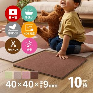 タイルマット 防音 40×40 cm フリーカット パネルマット タイルカーペット リビングマット ラグ 厚手 おしゃれ ペット DIY 吸着 マット 10枚セット ピタロ