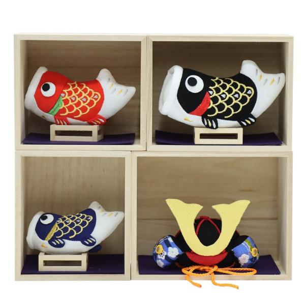アウトレット品 五月人形 室内鯉飾り  鯉の升飾り (兜) 23a-ya-0010
