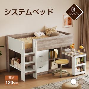 ニトリ スチールハイベッド+棚付きデスクセット(HB02 WH
