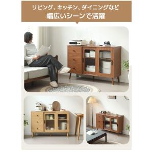 キャビネット ガラスキャビネット 木製 サイド...の詳細画像3