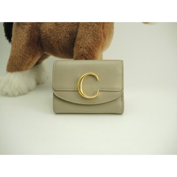 クロエC コンパクトウォレット レザー灰 スモールウォレット Wホック財布@ 6