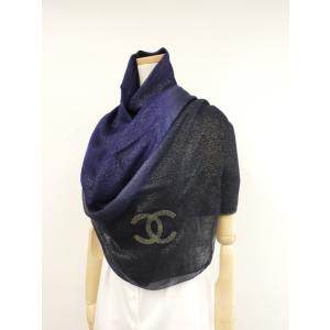 CHANEL 【超美品】シャネル ココマーク ロングマフラー ネイビー 