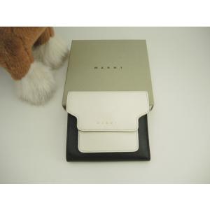 MARNI マルニ ベージュ ブラウン ゴールド金具 レザー 折財布 コンパクトウォレット レディース 505698 【中古】 MARNI - MARNI マルニ ベージュ ブラウン ゴールド金具 レザー 折財布