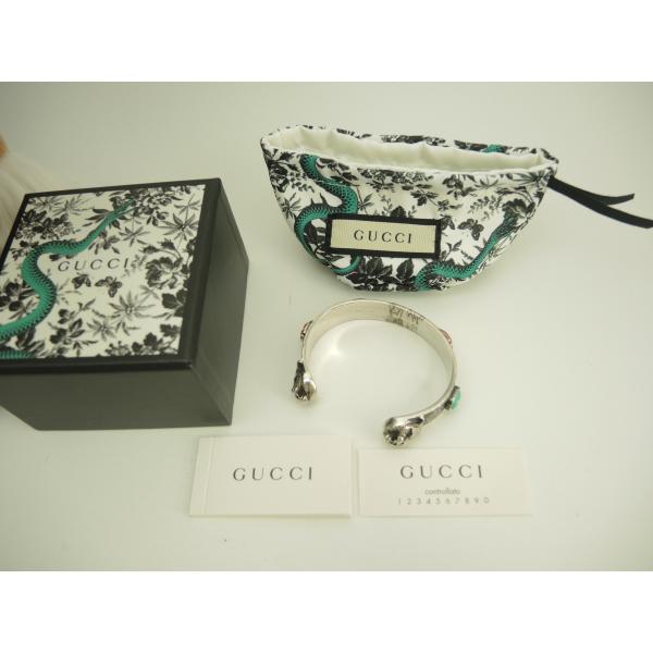 グッチ バングル タイガーヘッド ストーン付AG925 ブレスレット シルバー925@ 5