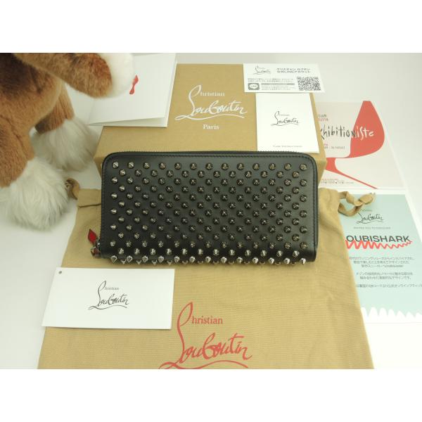 クリスチャンルブタン ロングウォレット シルバースタッズ レザー黒 長財布 パネトーネ 新品@ 4