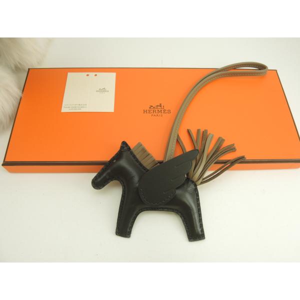 エルメス ロデオPMペガサス アニューミロ 黒エトープ バッグチャーム 新品@K