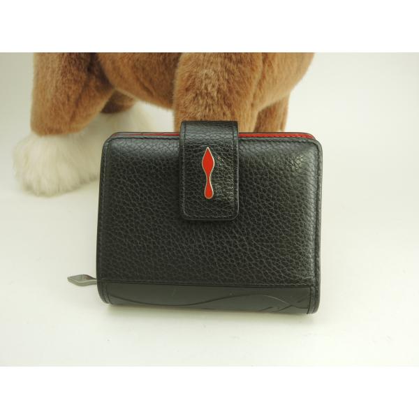 クリスチャンルブタン 2折財布 パロマ レザー黒赤 コンパクトウォレット@ 4