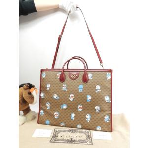 グッチ s付トートバッグ大 ドラえもん マイクロGG茶赤 ハンドバッグ大 ショルダーバッグ 美品@ 13