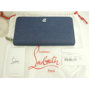 クリスチャンルブタン ロングウォレット コットンデニム 青白 ジップ長財布 未使用@ 5