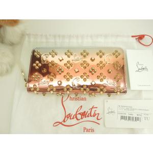 クリスチャンルブタン ロングウォレット Loubinthesky パテントレザー銀ピンク橙 ジップ長財布 未使用@ 5