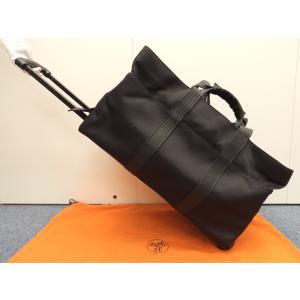 エルメス キャリーバッグ アカプルコ ナイロン黒革 ボストンバッグ型トロリーバッグ 旅行用 極美品@ 7