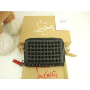クリスチャンルブタン コインケース パネトーネスタッズ レザー黒 カード用ポケット付小銭入 美品@ 8