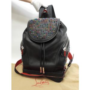 クリスチャンルブタン s付エクスプローラファンク スタッズ レザー黒 バックパック リュック 極美品@ 75