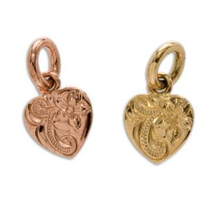 ハワイアンジュエリー ネックレス 14K ゴールド チャームにも最適 フラット プチ ハート ペンダ...