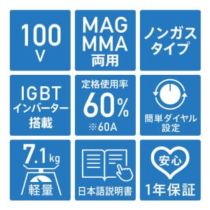 ハイガー 半自動溶接機 100V ノンガス ア...の詳細画像2