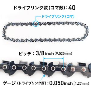 ハイグレード 竹切り用 ソーチェン ピッチ3/8" ゲージ.050"(1.3mm) リンク数40 HJ91T-40-1P ソーチェーン チェーンソー