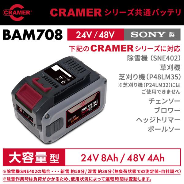 ハイガー パワーワークス シリーズ共通バッテリ 24V/48V 大容量型 BAM708 ※ご使用には...