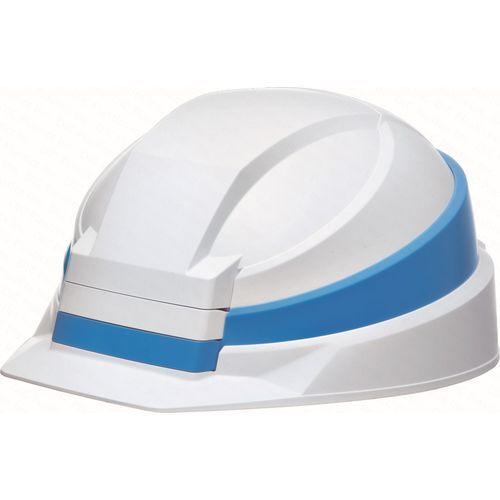 DICプラスチック:折りたたみヘルメット 防災用 ホワイト/ブルーライン 型式:AA21型HA7-K...