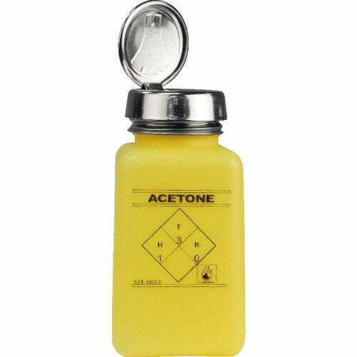 DESCO 静電気拡散性ボトル 黄色 ワンタッチ HDPE 180cc「ACETONE」の印刷  (...