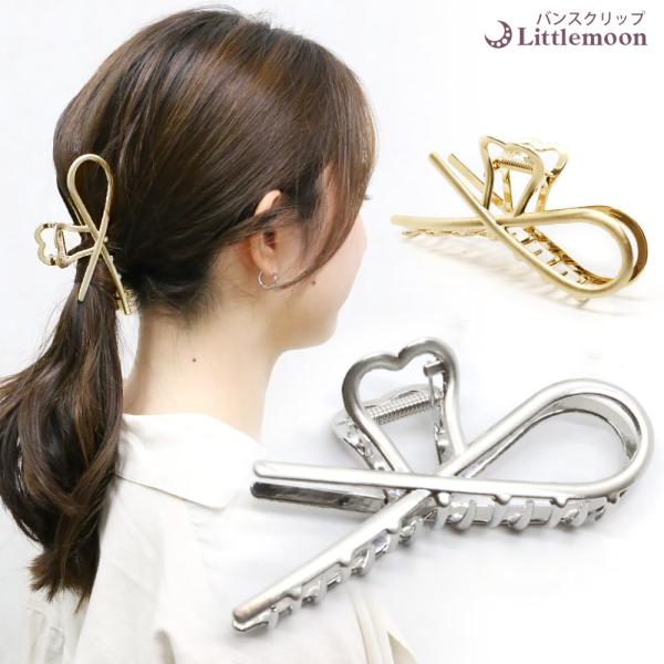 バンスクリップ メタル リボン マット ヘアアクセ ヘアアクセサリー リボンメタルクリップ