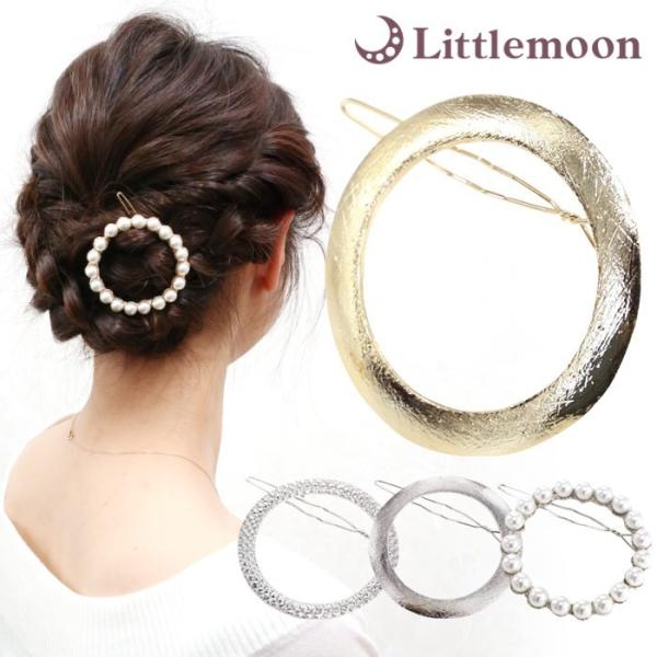 パッチン留め ヘアピン メタル パール ゴールド シルバー 丸 ビンテージ シンプル ヘアアクセ 髪...