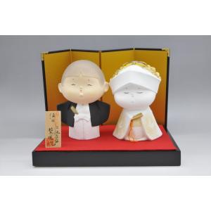 高砂人形 金彩色絵 翁 嫗 おきな おうな 日本人形 置物 飾り 長寿 夫婦