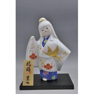 博多人形　【祝　鶴】　各種御祝・ギフトにお奨め。金の鶴が、ひときわ美しい！｜hakata-honpo