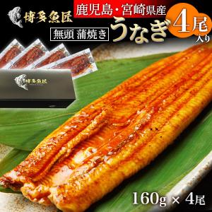 国産 鰻蒲焼き 4尾入 1尾 約160g 無頭 土用の丑の日 鰻楽 うなぎ 宮崎県産 鹿児島県産 九州産 海鮮 海産物 丑の日 贈答用 ギフト 国産鰻 送料無料