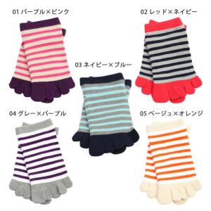 5本指ソックス ボーダー スニーカーソックス ...の詳細画像1