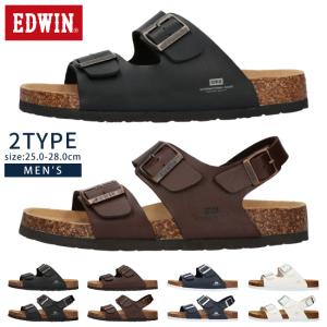 エドウィン サンダル メンズ 黒 フットベットサンダル かかとストラップ 歩きやすい 疲れない 幅広 軽量 おしゃれ EDWIN EB1001 EB1002 コンフォートサンダル 靴