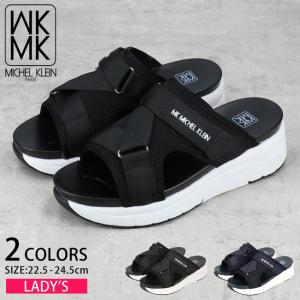 MK MICHEL KLEIN MK ミッシェルクラン サンダル レディース 黒 紺 22.5cm-24.5cm MK-805 軽量 厚底 5センチヒール ベルクロ マジックテープ コンフォート 靴