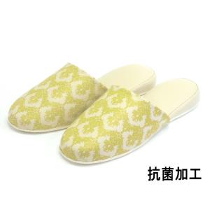 おしゃれでかわいいトイレスリッパ  抗菌加工 ビニールスリッパ ダマスク柄　ゴールド