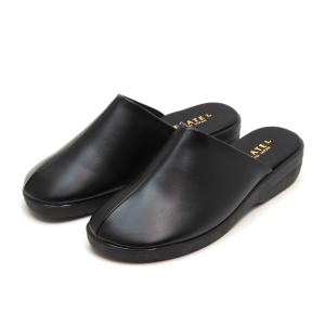 レディース サンダル 前かぶり つっかけ シンプル オフィス 日本製　ブラック