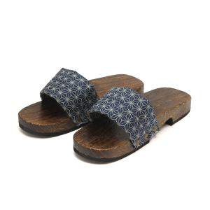 男性用 サンダル下駄 焼き 茶台 桐 和柄 軽量 モード下駄　麻の葉