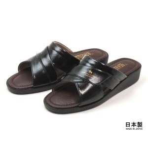 メンズ 前あき ヘップサンダル 日本製 ブラックの商品画像