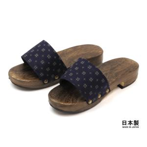 女性用 焼磨き 桐 サンダル下駄 和柄 日本製　井柄