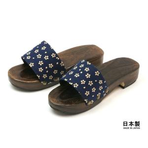 女性用 焼磨き 桐 サンダル下駄 和柄 日本製　桜柄