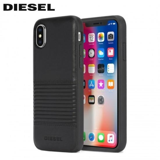 ディーゼル iPhone X/XS ブラックレザー スナップケース DIESEL