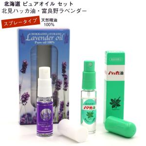 北海道 エッセンシャルオイル 精油 100% スプレー セット ラベンダーとハッカ (北見ハッカ油 10ml) (富良野ラベンダー 10ml) メール便 送料無料