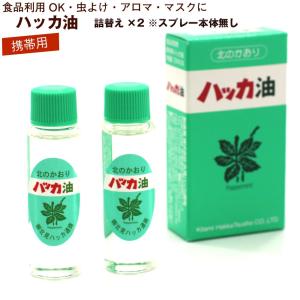 ハッカ油 スプレー用 詰め替え(本体無し) 12ml×2本 北海道 北見 ハッカ油スプレー 国産 虫よけ メール便 送料無料 ポイント消化 食品 マスクスプレーに｜hakodate-e-kombu