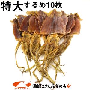 するめ 送料無料 特大10枚 スルメ) 函館のするめ 特大サイズ×10枚入(約500〜550g) するめいか珍味 北海道 スルメイカ 干物 ( お歳暮 御歳暮 )｜hakodate-e-kombu