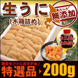ウニ うに (生)特選 無添加 生うに木箱入200ｇ うに丼のタレ付 /生うに お取り寄せ/うに むらかみ/うに 旬/北海道産 ウニ or ロシア産 ウニ urchin
