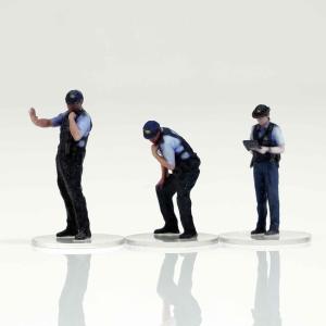 ポリスストーンフィギュア 3体セット figreal 1/64 警察官 Policeセット003 3体 彩色済みフィギュア : 箱庭