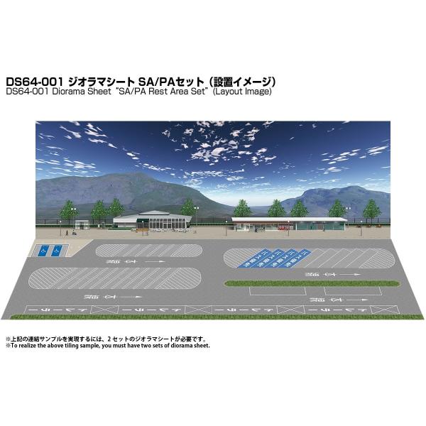 箱庭技研　ジオラマシート　1/64　SA/PAセット　駐車場　サービスエリア　パーキング　背景シート...