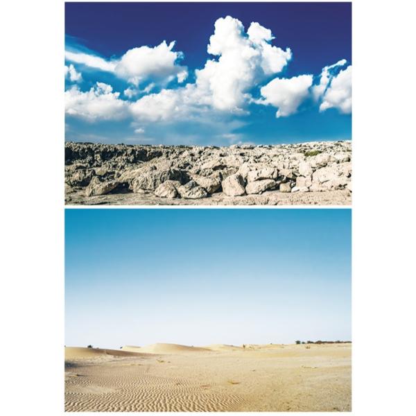 ジオラマシートeLデザート01 砂漠 背景シート　2パターン　1枚 594x420mm  箱庭技研