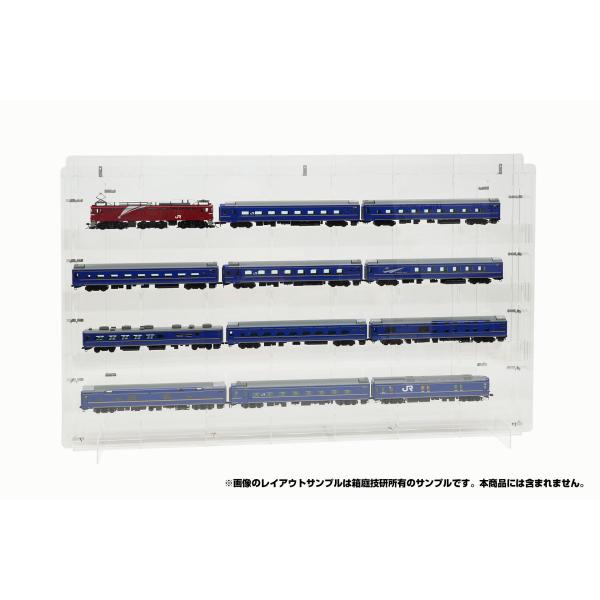 鉄道模型HOゲージ用組立式壁掛けディスプレイケースLタイプ 4段x奥行70mm HOゲージ12両展示...