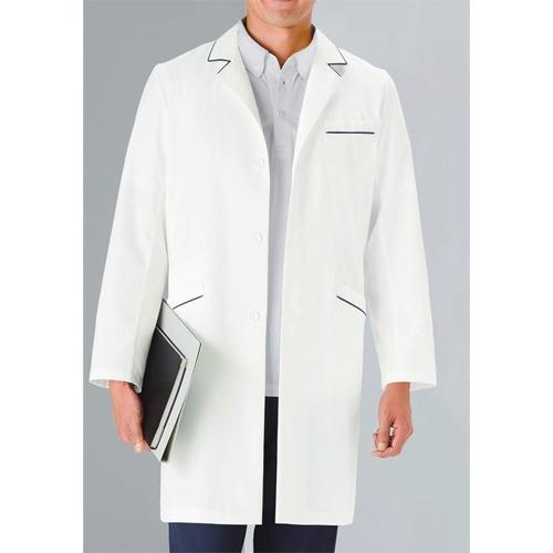 114 カゼン 白衣 診察衣 長袖 ハーフ丈 男性用 ストレッチ素材 工業洗濯可 制菌加工 吸汗性 ...
