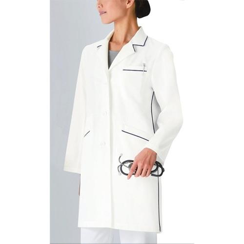 126 カゼン 白衣 診察衣 長袖 ハーフ丈 女性用 ストレッチ素材 工業洗濯可 制菌加工 吸汗性 ...