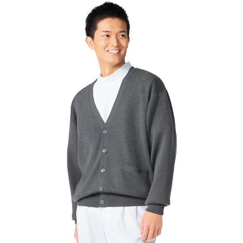 203 カゼン 白衣 ナースウェア カーディガン男性用 Vネック ポケット付き セットインスリーブ ...